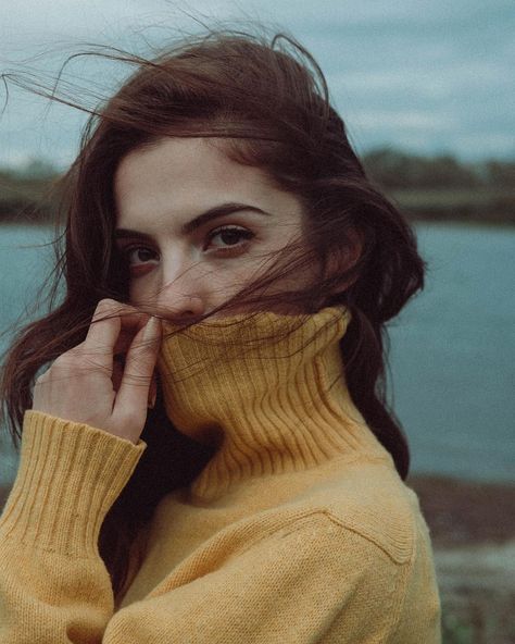 A Cloudy Day, a look at Flicka Elisa | Myartisreal Magazine | Rainy Day Photoshoot, Cloudy Photography, Violin Aesthetic, Faces Portrait, Cloudy Skies, Cloudy Weather, Sweater Turtleneck, Surrealism Photography, Beach Portraits