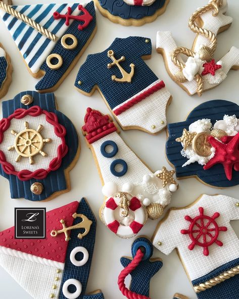 Nautical Cookies, Sailor Baby Showers, Beach Cookies, Flooding Cookies, Nautical Cake, Monster Cupcakes, Cookies Ideas, Ideas Baby Shower, Baby Cookies