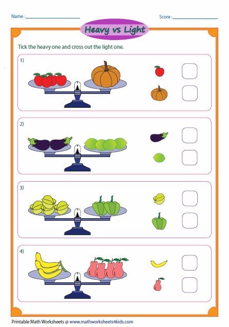 Kindergarten Measurement Activities, Fruit Worksheet, Winter Math Kindergarten, Balancing Scale, Kindergarten Clipart, Measurement Kindergarten, Worksheet Kindergarten, Measurement Worksheets, Math Activities For Kids