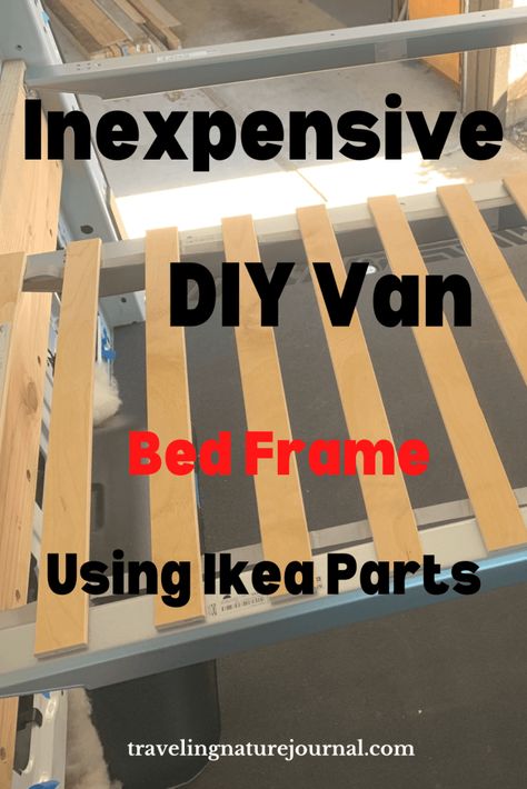 Campervan Bed Frame, Ikea Camper Van Build, Camper Bed Diy, Diy Camper Bed Ideas, Ikea Hack Campervan, Ikea Van Build, Building Bed Frame, Camper Van Bed Frame, Campervan Bed Ideas Diy