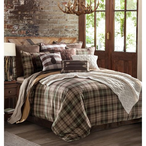 HiEnd Accents Huntsman Comforter Set, Queen, Multi (Polyester, Plaid) Lodge Bedding, Rustic Comforter, Plaid Comforter, Full Comforter Sets, The Huntsman, Plaid Bedding, Twin Comforter Sets, Farmhouse Bedding, Rustic Bedding