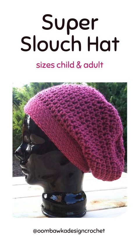 #SlouchHat: The ultimate fashion accessory to solve all your bad-hair-day woes! Plus, customize the fit of the slouch easily. Adult and kid sizes are included in the free pattern. All you need is some Worsted Weight yarn & hours of crafting. Free Slouchy Beanie Pattern, Chunky Crochet Slouch Hat Pattern Free, Crochet Pattern Slouchy Beanie, Bob Marley Hat Crochet Free Pattern, Easy Crochet Slouch Hat Pattern Free, Crochet Slouch Hat Pattern Free, Slouchy Crochet Beanie, Crochet Slouchy Beanie Pattern Free, Slouch Hat Pattern Free