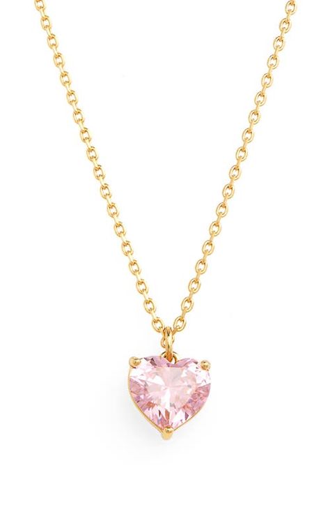 Kate Spade Heart Necklace, Pink Necklace Jewelry, Pink Necklaces, Aurora Necklace, Pink Heart Jewelry, Pink Gold Necklace, Chunky Pearl Necklace, Cute Necklaces, Pink Heart Necklace