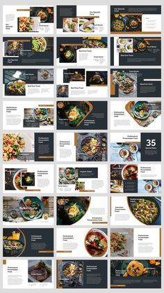 Food & beverages PowerPoint template. 36 slides Food Website Design, Food Catalog, Bar Restaurant Design, Architecture Restaurant, Visuell Identitet, Cookbook Design, Presentation Design Layout, Design Café, Page Layout Design