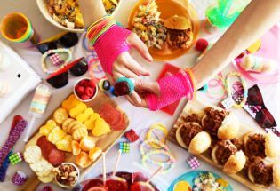 How To Host An 80s Party - Food.com 80s Food Ideas Themed Parties, Gourmet Sloppy Joes, 1980s Party Food, 80s Snacks, 80s Party Foods, 1980s Food, 80s Food, Cake Push Pops, 80s Birthday Parties