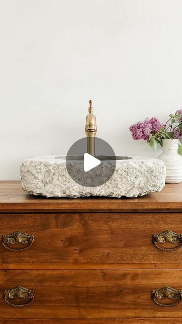 MEGAN |  DIY & Design on Instagram: "A bathroom vanity and sink for under $200 🤯  Sometimes the elbow grease and imagination can do wonderful things… and save you a fortune!  Keep your eyes peeled for those secondhand antique dressers because they can create some serious magic.   Follow @makeitlikemegs for more budget friendly diys   #howtovideo #furnitureflip #diyproject #ORCAT #oneroomchallenge #bathroomtransformation #bathroommakeover #budgetfriendly #upcycled #diy #diyer #diysink #concrete #concreteproject #diyprojects #homemade #makeitlikemegs #bathroomdesign #myhgtv" Dresser With Vessel Sink, Dresser To Vanity Diy, Wash Stand Vanity, Diy Sink Bowl, Dresser To Bathroom Vanity, Dresser Sink Vanity, Diy Sink Vanity, Dresser Sink, Diy Bathroom Sink