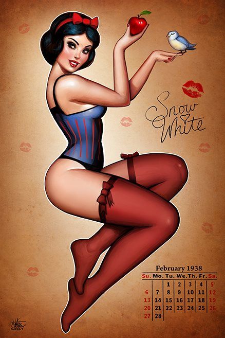 Snow White Pinup by Nszerdy Dark Disney Art, Disney Pin Up, Pin Up Cartoons, Goth Disney, Pin Up Pictures, Arte Pin Up, Alternative Disney Princesses, Pin Up Drawings, Pin Up Girl Vintage