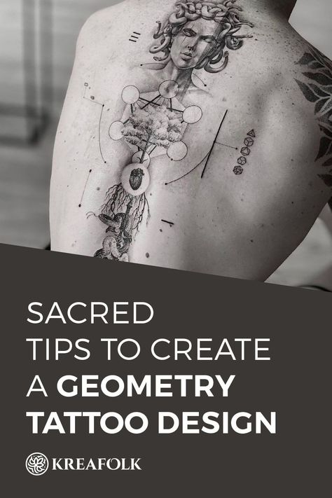 Geometry tattoo design is a great artistic style yet can be complicated to work on. Here are some tips that you can use to improve and make your work easier! Back Geometric Tattoo Men, Fractal Geometry Tattoo, Fractal Tattoo Sacred Geometry, Secret Geometry Tattoo Design, Fibinocci Tattoos, Dark Geometric Tattoo, Scared Geometry Tattoo, Organic Tattoo Design, Fibonacci Tattoo Sacred Geometry