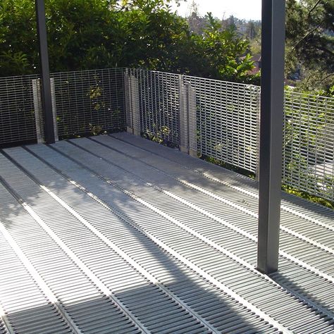 Plank Grating is a popular choice for applications where traction and slip-resistance are the highest priority. When used conventionally, these products provide secure footing on rooftop walkways, catwalks, stairs, and more. Metal Deck, Apartment Exterior, Mezzanine Floor, Civil Construction, Stair Tread, Roof Deck, Decks And Porches, Stair Treads, Walkway