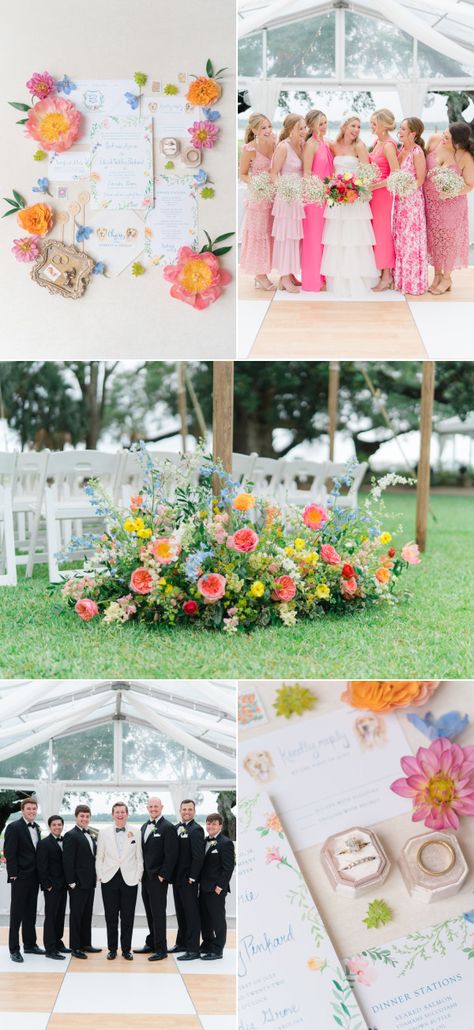 Bright Spring Wedding Colors Colour Palettes, Colorful Wedding Palettes, Spring And Summer Wedding Colors, White And Colorful Wedding, Spring Wedding Dinner Ideas, Wedding Colors Fuschia, Bright Spring Bridal Bouquet, Colorful Pink Wedding, Western Colorful Wedding