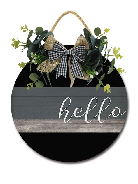 Hello Door Sign Home Decor Round Wood Wreaths Wall Hanging Sign Farmhouse Porch Sign Front Door Decoration for Housewarming Gift All Seasons Holiday,12In - Walmart.com Welcome Wreaths, Front Door White, Porch Garland, Farmhouse Front Porch Decor, Spring Wreaths For Front Door, Sign For Front Door, Welcome Signs Front Door, Porch Bar, Wood Wreath