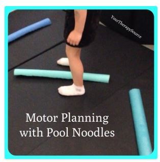 OT/PT Activity of the Week: Motor Planning Activity Using Pool Noodles « PediaStaff Pediatric SLP, OT and PT Blog Pediatric Physical Therapy, Motor Planning, Vision Therapy, Pe Games, Pediatric Occupational Therapy, Challenges Activities, Pediatric Therapy, Gross Motor Activities, Pool Noodle