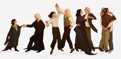 Severus Lucius dance fanart Harry Potter Anime Art, Severus X Lucius, Snucius Fanart, Lucius X Severus, Snape X Lucius, Dance Fanart, Merula Snyde, Professor Severus Snape, Elder Wand