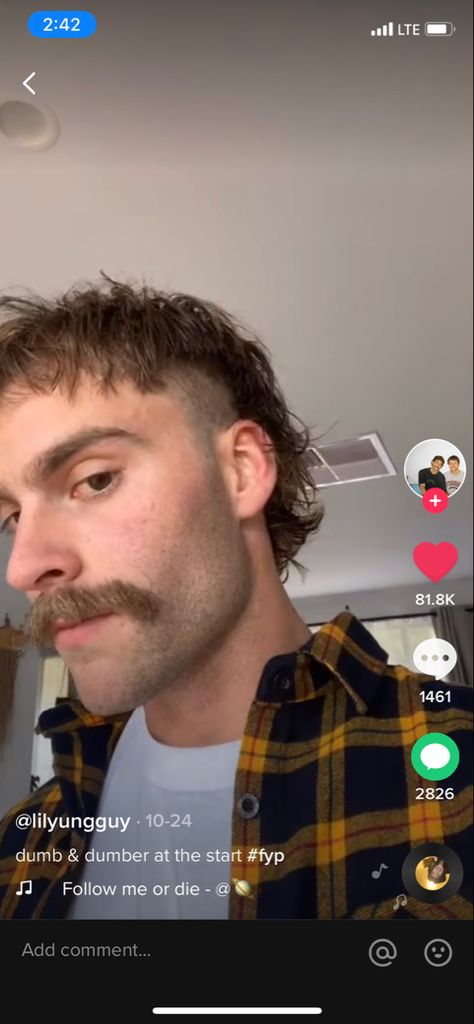 Mullet and mustache Mullet Moustache, Mullet And Mustache, Mens Mullet, Hair Types Men, Male Haircuts Curly, Moustaches Men, Mustache Men, Mullet Haircut, Haircut Curly