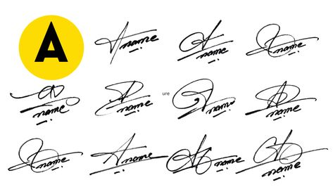 A Signature Style | Initial Signature for A Signature Ideas For Letter A, Easy Signature Ideas, Beautiful Signatures, Burned Hand Pic, Signature For A, Handwriting Examples, Hand Lettering Worksheet, Leave Your Mark, Alphabet Symbols