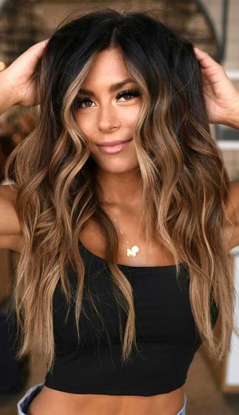 Brunette Hair With Highlights, Gorgeous Hair Color, Brunette Balayage Hair, Brown Hair Balayage, Long Brown Hair, Balayage Brunette, Hair Color And Cut, Hair Color Balayage, Hair Inspiration Color