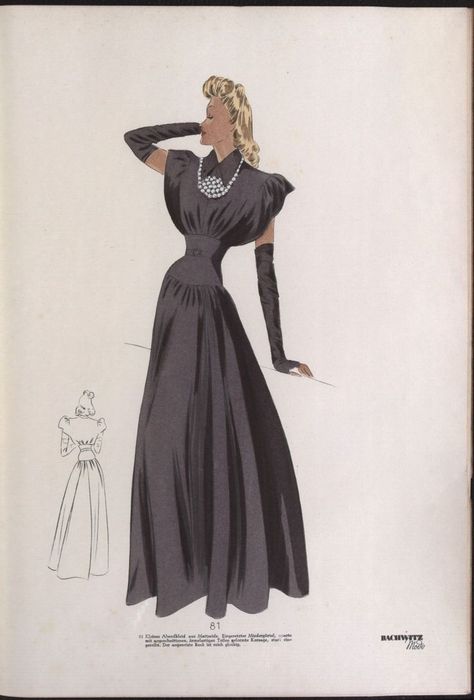 1945 Fashion, 60s Vintage Fashion, 1960s Vogue, Historical Gowns, 1940's Fashion, Fashion 1940s, Fashion Drawings, 30s Fashion, 20th Century Fashion