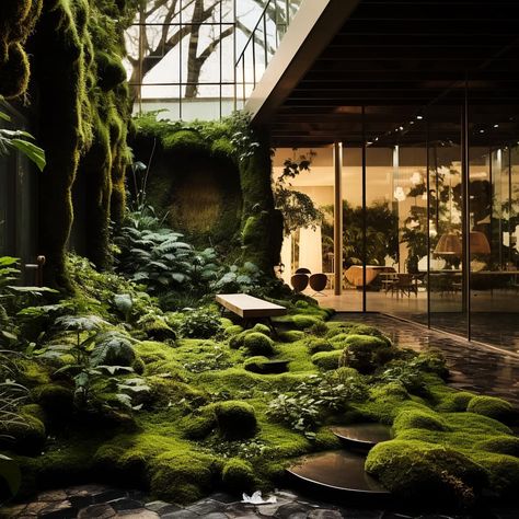 Indoor Botanical Garden, Forest Room Decor, Inner Garden, Aquascape Design, Zen House, Plant Installation, House In Nature, Architecture Model House, Indoor Gardens