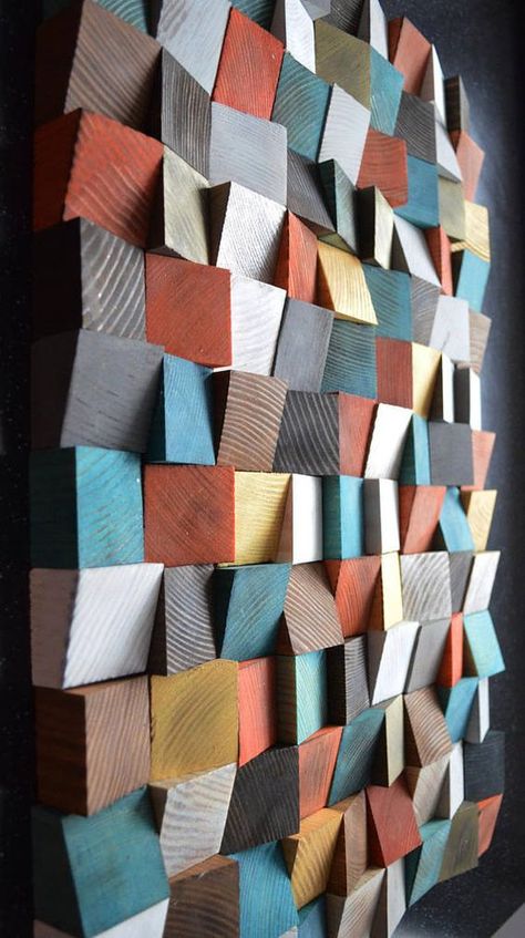 Geometric Wood Art, Tre Kunst, Diy Wand, Art Panels, Wooden Wall Panels, Wood Mosaic, Wood Panel Walls, 3d Wall Art, Wall Installation