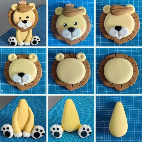 Fondant Lion, Lion Cake Topper, Lion Cake, Jungle Theme Cakes, Fondant Cake Designs, Safari Cakes, Cake Decorator, Fondant Animals, Animal Cupcakes