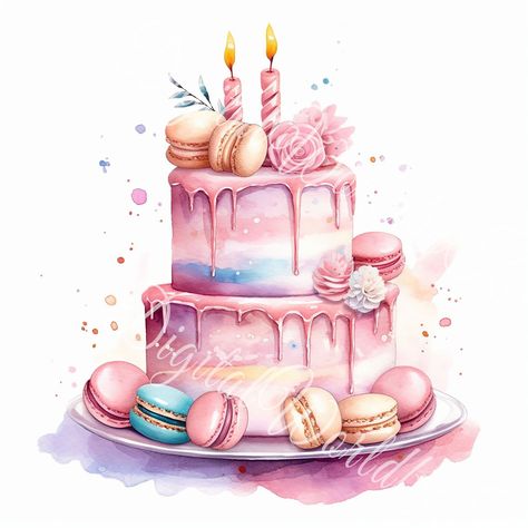 Cake Watercolor Painting, Nursery Teddy Bear, Teddy Bear Watercolor, Painting Cake, Teddy Bear Vintage, Cake Painting, Art Cake, Aquarelle Art, Cake Illustration