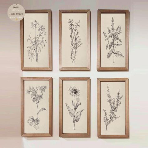 SET of 6 Tall Long Narrow wall art print vertical Vintage sketches wall art PRINTABLE earth tones botanical drawing digital Download sketch Long Vertical Wall Art, Long Narrow Wall Art, Vintage Sketches, Narrow Wall Art, Botanical Drawing, Vertical Wall Art, Vintage Drawing, Drawing Digital, Drawing Set