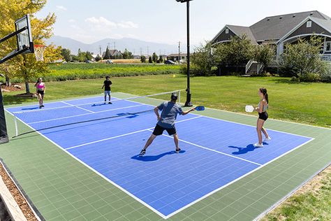 Outdoor Sports Court, Backyard Court, Backyard Sports, Basketball Court Flooring, Casa Club, Badminton Court, Pickleball Court, Sport Court, Pickle Ball