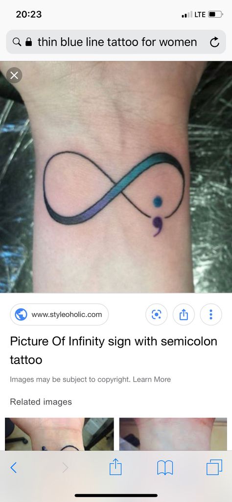 Tattoo Infinity, Semicolon Tattoo, Infinity Tattoos, Infinity Sign, Line Tattoos, Tattoo Inspo, Tattoo Images, Infinity Tattoo, Tattoos For Women