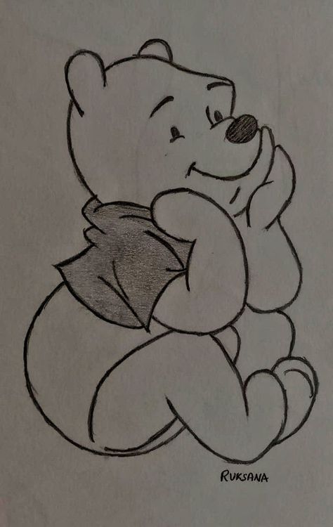 Cute Drawings Winnie The Pooh, Winnie The Pooh Pencil Drawing, Drawing Ideas Winnie The Pooh, Easy Drawings Of Cartoon Characters, Art Sketches Pencil Easy Cute, Winnie Pooh Drawing, How To Draw Winnie The Pooh, Cute Winnie The Pooh Drawings, Winnie The Pooh Doodles