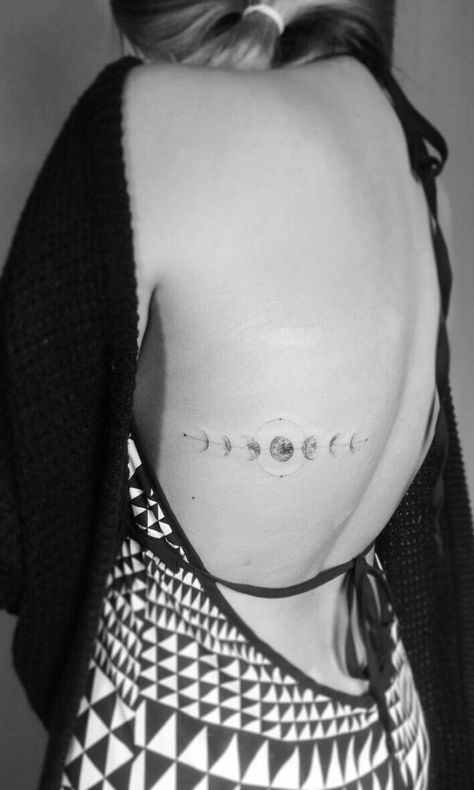 Break Up Tattoos, Moon Cycle Tattoo, Moon Phases Tattoo, Moon Cycle, Cute Small Tattoos, Dainty Tattoos, Small Tattoo Designs, Up Tattoos, Rib Tattoo