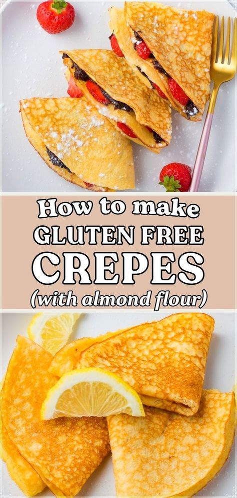 Discover the best gluten-free crepes recipe here! Use almond flour for a light, flexible crepe that can hold all your favorite fillings, from strawberries and cream cheese to spinach and feta. These crepes are a fantastic choice for anyone following a gluten-free or keto diet. Breakfast Ideas Bread, Crepe Recipe Filling, Gluten Free Crepes Recipe, Strawberries And Cream Cheese, Low Carb Crepe, Gluten Free Crepes, Easy Crepe Recipe, Crepe Recipe, Crepes Recipe