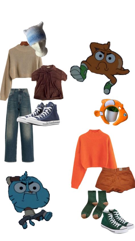 Halloween Costume Ideas Gumball Costume, Gumball And Darwin, Gumball Darwin, Character Halloween Costumes, Twin Day, Duo Costumes, Duo Halloween Costumes, Matching Costumes, Halloween Costume Outfits