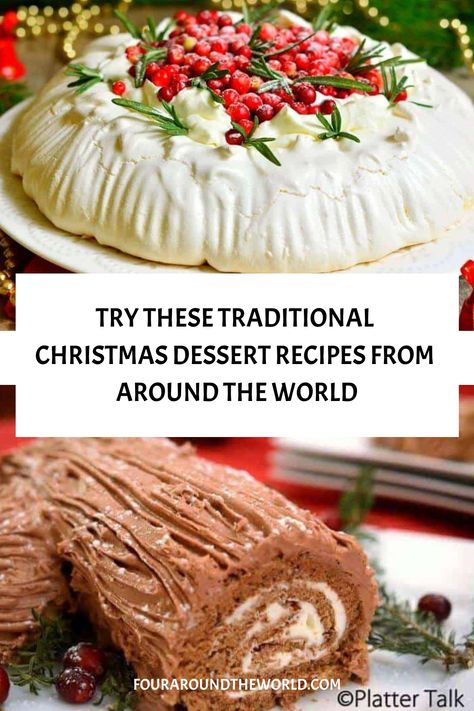 Explore a delightful array of classic Christmas sweets and treats enjoyed across different cultures, adding a touch of worldwide charm to your upcoming holiday gathering. Uncover the rich diversity and unique flavors that these traditional desserts have to offer, bringing an exciting global twist to your festive table. European Christmas Desserts, Christmas Dishes From Around The World, Unusual Christmas Desserts, Christmas Desserts From Around The World, Famous Desserts Around The World, Christmas Sweets And Treats, Easy Xmas Dessert, Desserts From Around The World, Stollen Bread