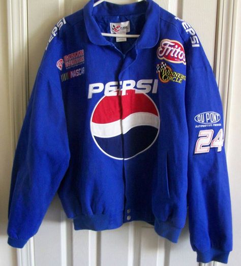 Pepsi Cola Collectables Pepsi Outfit, Pepsi Aesthetic, Pepsi Clothes, Band Shirt Ideas, Pepsi Merch, Pepsi Man, Pepsi Vintage, Vintage Racing Jacket, 80s And 90s Fashion