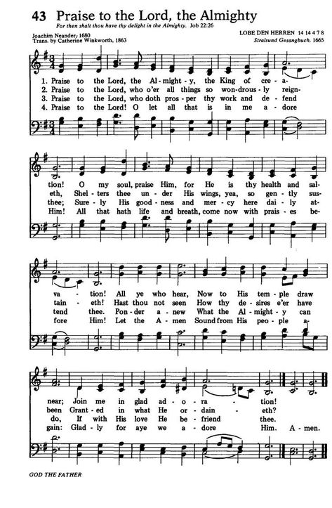 Praise To The Lord The Almighty Hymn, King Lyrics, Praise To The Lord, Catholic Hymns, God Save The King, Gospel Song Lyrics, Christian Hymns, Hymns Of Praise, Hymn Sheet Music