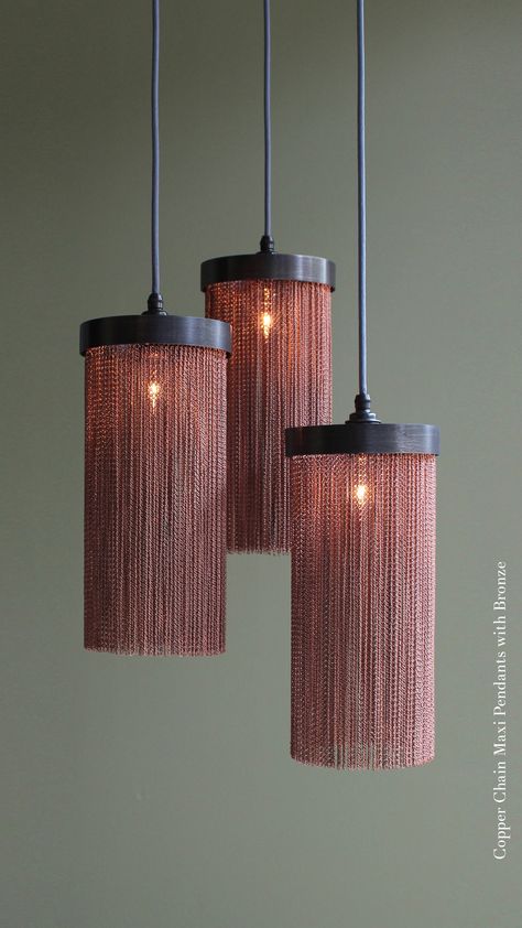 Diy Lampe, Lampshade Designs, Lights Wall, Diy Lamp Shade, Statement Lighting, Elegant Pendant, Diy Crafts For Home Decor, Diy Lamp, Copper Chain