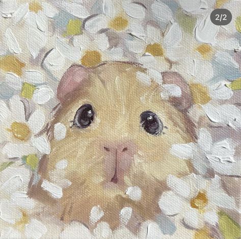 Coquette Animals Painting, Dayris Felix Art, Cute Animal Paintings, Hamster Painting, Coquette Painting, Coquette Animals, Paintings Cute, Whimsical Creatures, Animals Painting