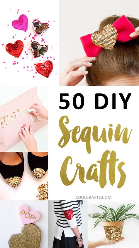 50 Glittery Crafts to Make With Sequins, http://www.coolcrafts.com/sequin-crafts/ Sequin Projects Ideas, Sequin Diy Crafts, Sequin Crafts Diy, Sequin Diy, Sequins Crafts, Girly Diy, Diy Sequin, Best Craft Ideas, Girly Crafts