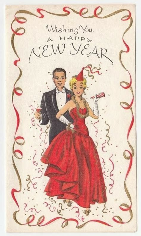 Wishing You a Happy New Year... Vintage Happy New Year, New Years Eve Day, Vintage Holiday Cards, New Year Illustration, Happy New Years, Happy New Year Cards, Happy New Year 2019, New Year Images, A Happy New Year