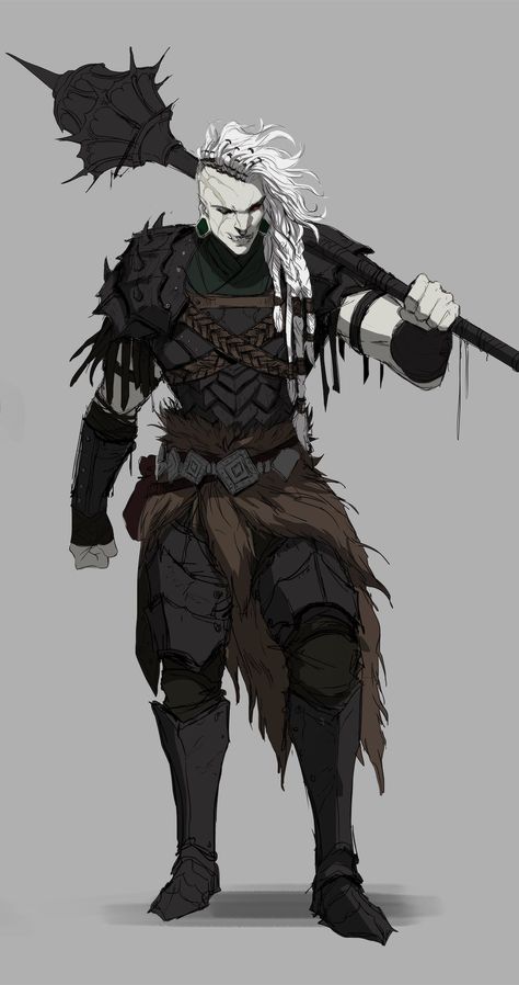 Super Villain Character Design Male, Goliath Rogue Dnd, Drow Barbarian, Barbarian Character Design, Half Goliath Dnd, Goliath Dnd, Goliath Pirate Dnd, Dnd Viking Character Art, D&d Viking Character Art