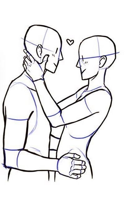 Couple Facing Each Other Drawing, Otp Drawing Poses, Drawing Reference Couple, Reference Couple, Drawing Bases, Drawing Refs, Drawing Templates, Pose Ref, Figure Drawing Reference