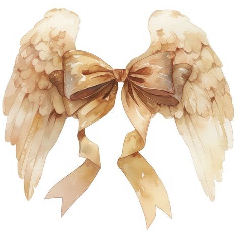 Elegant angel wings ribbon illustration | free image by rawpixel.com / Boom Angel Wings Logo, Aesthetic Person, Ribbon Illustration, Gold Outfits, Angel Wings Illustration, Angel Wings Art, Heaven Art, Gold Outfit, Wings Art