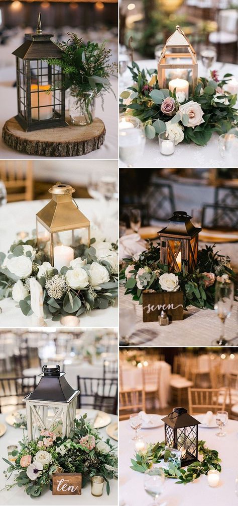 Diy Wedding Centerpieces Lanterns, Centerpiece With Lantern And Flowers, Rustic Lantern Centerpieces Wedding Table Decorations, Round Table Lantern Centerpieces Wedding, Rustic Wedding Decor Lanterns, Mini Lanterns Wedding, Wedding Centerpieces Wood Lantern, Rustic Wedding Lanterns, Wedding Centerpieces Lamps