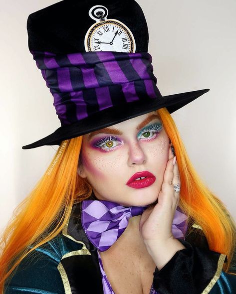 1,2 or 3!!! A is for Alice in wonderland #MaryABCs of fantasy and horror Halloween makeup 😍 #halloweenmakeup #halloweencostume #halloweenmovies #disneymovies #madhatter Mad Hatter Tim Burton, Mad Hatter Makeup For Women, Alice In Wonderland Theatre, Horror Halloween Makeup, Tim Burton Makeup, Hatter Makeup, Mad Hatter Makeup, Alice In Wonderland Makeup, Wonderland Makeup