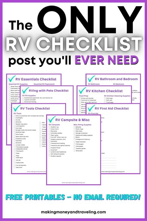 Rv Kitchen Checklist, Rv Camper Checklist, Rv Camping Checklist Family, Camper List Rv Checklist, Camper Checklist Free Printable, Rv Rental Checklist, New Rv Checklist, Rv Camping Checklist Free Printable, Rv Checklist Travel Trailers