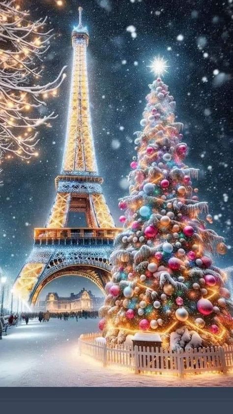 Paris Christmas Wallpaper, Eiffel Tower At Christmas, Eifell Tower Aesthetic Wallpaper, Paris Photography Eiffel Tower, Eiffel Tower Wallpaper Night, Paris Christmas, Effile Tower Wallpaper Night, Kawaii Manga, Holiday Pics