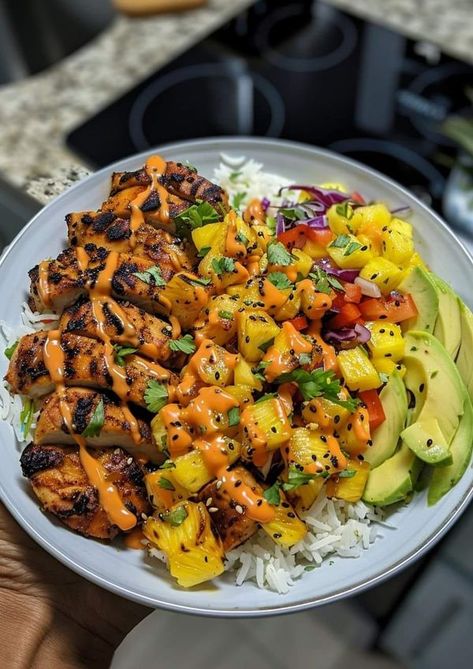 CHEF JAMES MARTIN | 🍋 Lemon Ginger Chicken with Pineapple Mango Salsa 🍍🌶️ | Facebook Pineapple Mango Salsa Chicken, Lemon Ginger Chicken With Pineapple Mango Salsa, Chicken Poke Bowl, Lemon Ginger Chicken, Pineapple Mango Salsa, Mango Pineapple Salsa, Chicken With Pineapple, Easy High Protein Meals, Easy Mediterranean Diet Recipes