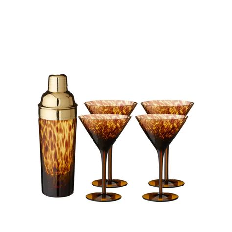 Tortoise Shell Decor, Drinking Glass Sets, Cocktail Set, Apartment Decor Inspiration, Dream Apartment, Dream House Decor, Glass Tumbler, Martini Glass, Glass Set