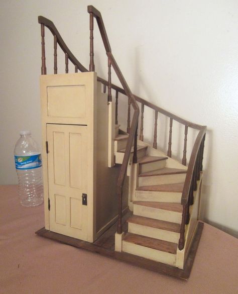 US $285.00 Used in Dolls & Bears, Dolls, Furniture Mini Stairs, Miniature Staircase, Dollhouse Stairs, Dollhouse Staircase, Diarama Ideas, Basement Staircase, Dolls Furniture, Dollhouse Design, Dollhouse Diy