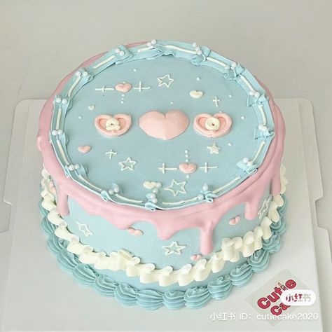 Cottagecore Cakes, Pinterest Cakes, Cottagecore Cake, Hbd Cake, Bolo Vintage, Blue Birthday Cakes, Cute Christmas Cookies, Pinterest Cake, Korean Cake